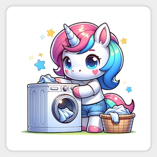 Magical Laundry Day with Unicorns 🧺 Magnet